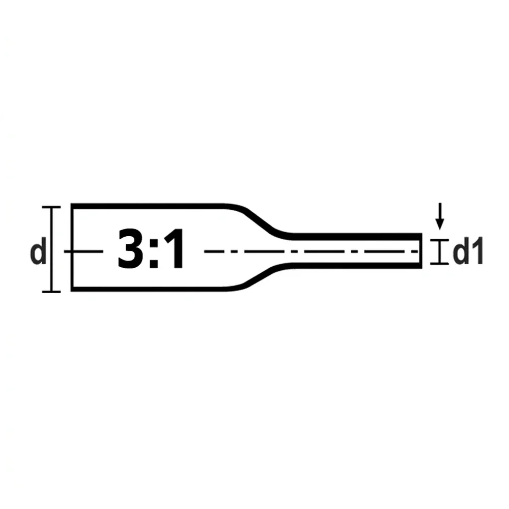 Plano de dimensiones Tubo termorretráctil con adhesivo 3:1 - pared gruesa - surtidos