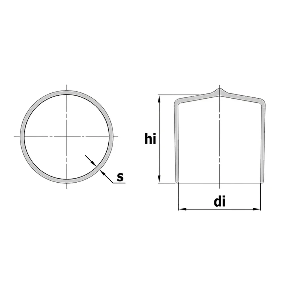 Plano acotado Tapón exterior de PVC flexible redondo PVC-P - tubo Ø150.0x100mm - Negro