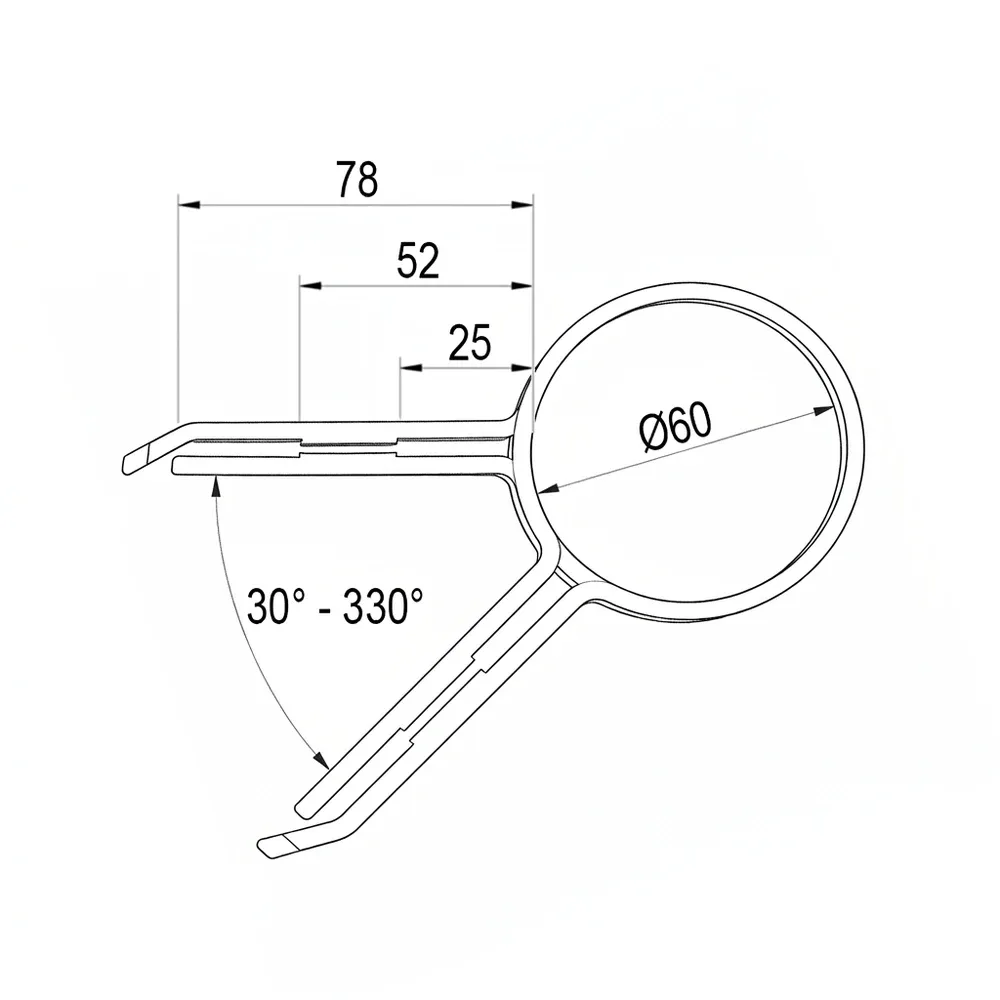 Dibujo técnico: Abrazadera redonda ajustable - plástico