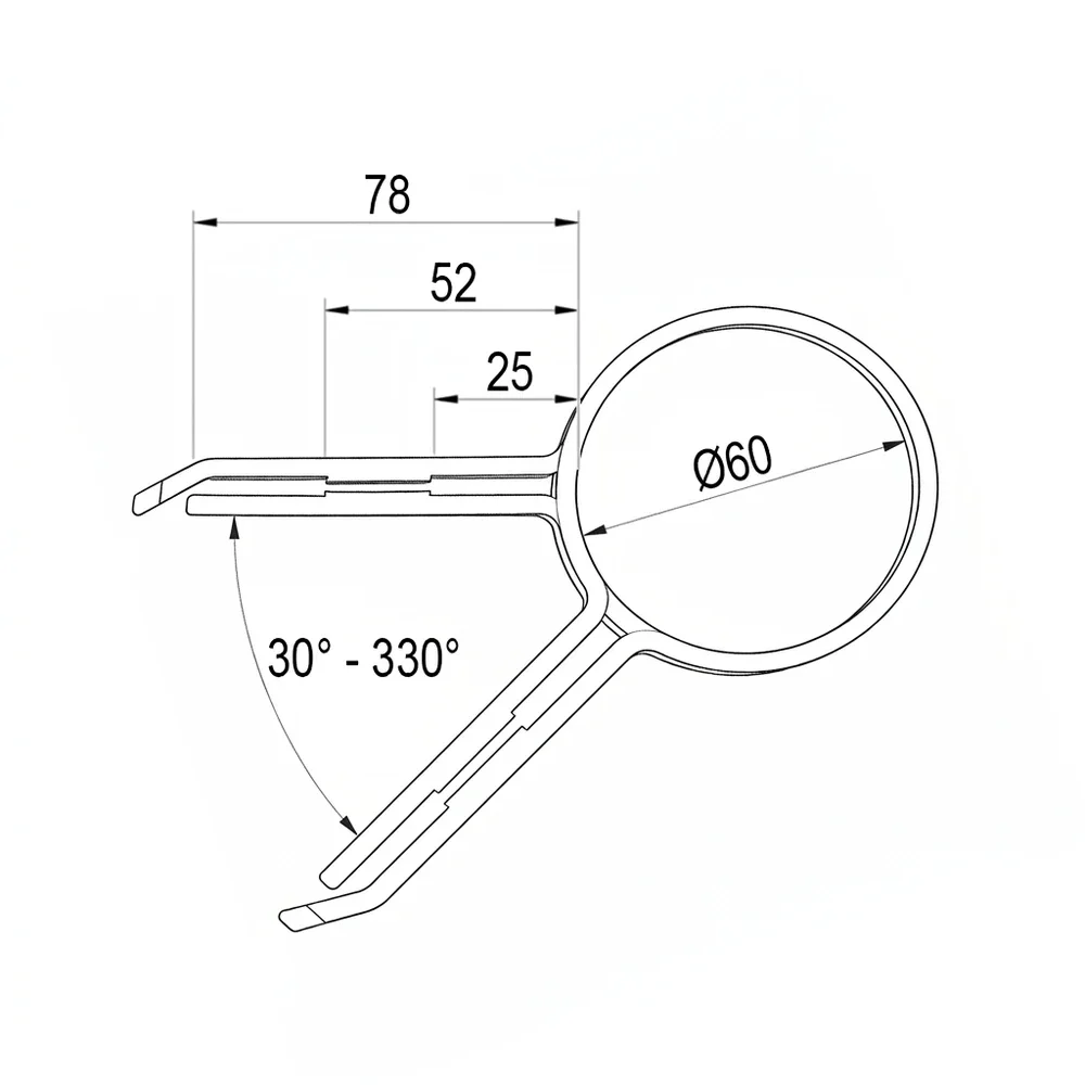 Plano de dimensiones Abrazadera redonda ajustable - plástico