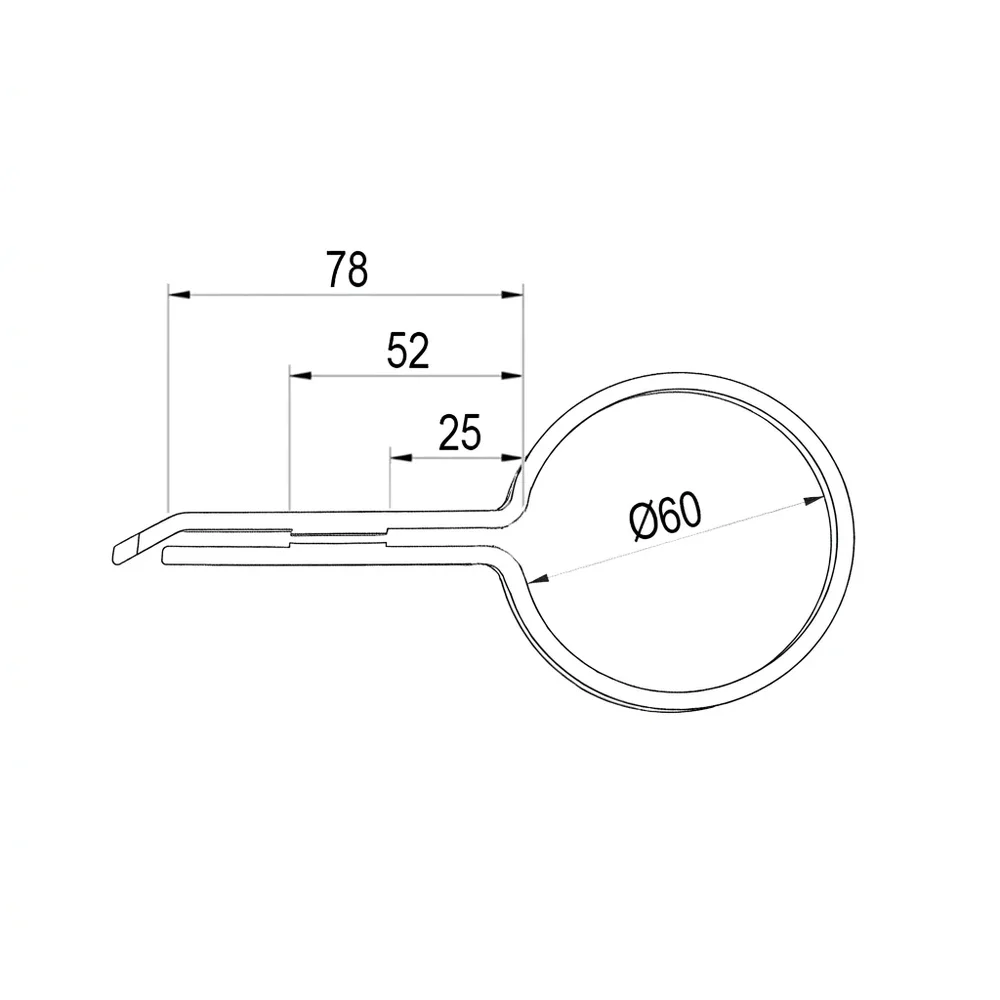 Plano de dimensiones Abrazadera final - plástico - redonda