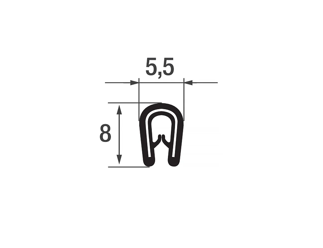 Perfil de protección de bordes 8x5,5mm - PVC con inserto de acero - rango de sujeción 0,8-1,5mm – Perfiles de protección de bordes - autofijante