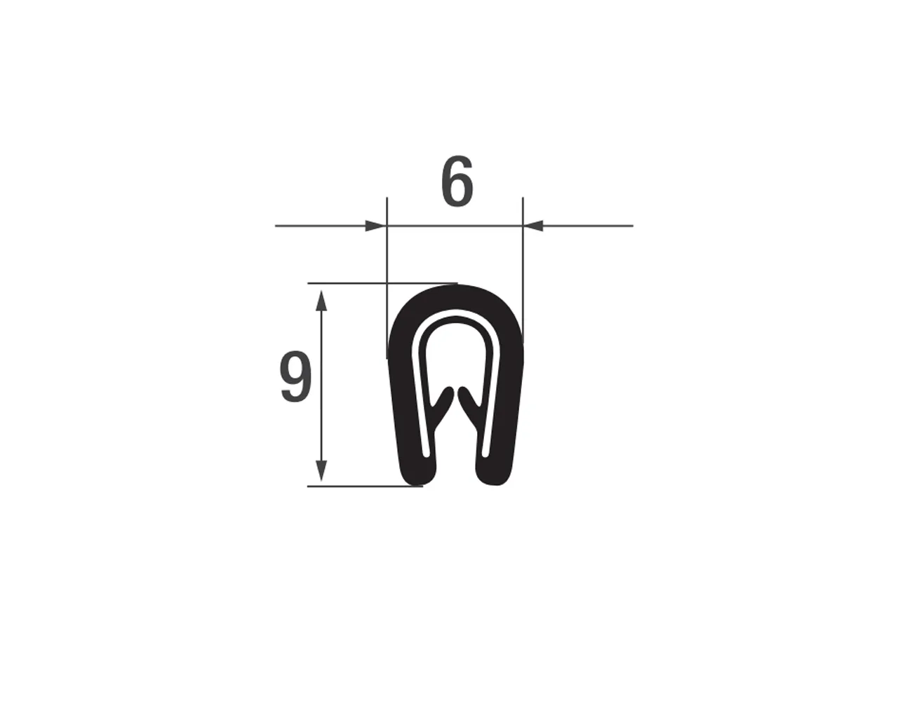 Perfil de protección de bordes 9x6mm - PVC con alma de acero - rango de sujeción 1-2mm – Perfiles de protección de bordes - autofijante