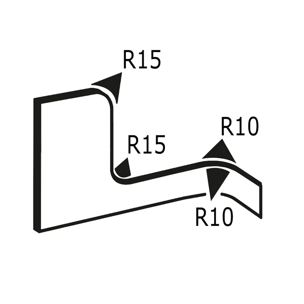 Plano de dimensiones Perfil de protección de cantos 9,5x6,5mm - PVC con inserto de acero - rango de sujeción 1-2mm