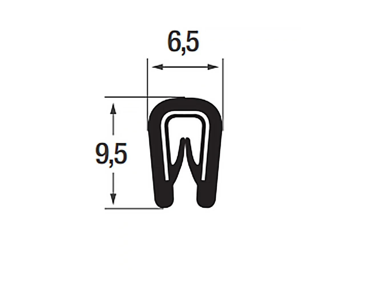 Perfil de protección de cantos 9,5x6,5mm - PVC con inserto de acero - rango de sujeción 1-2mm – Perfiles de protección de bordes - autofijante