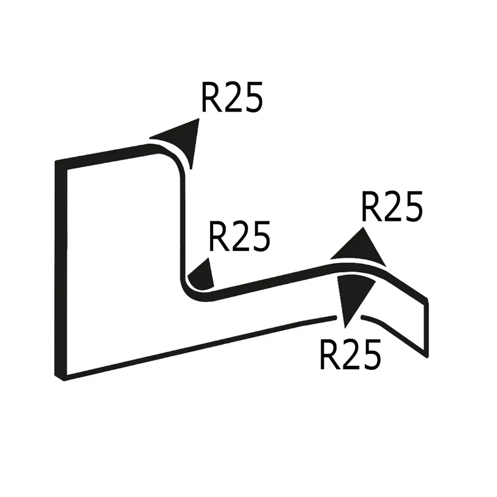 Dibujo técnico 1 – Perfil de protección de bordes PVC 10x6.5mm - rango de sujeción 1.0-2.0mm - 100 metros - Negro