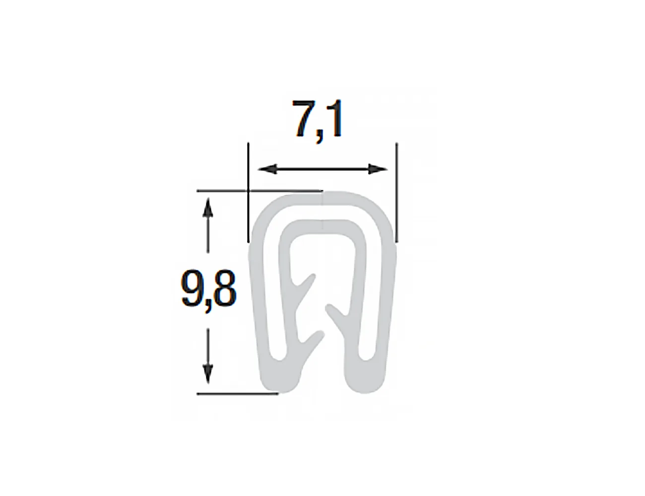 Perfil de borde de sujeción 9,8x7,1mm - Silicona con núcleo metálico - rango de sujeción 1-2mm – Perfiles de protección de bordes - autofijante