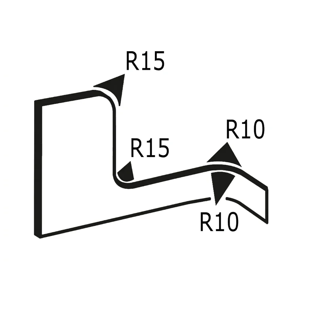 Dibujo técnico 1 – Perfil de protección de cantos 9.8x8mm - rango de sujeción 2.0-3.0mm - 60 Shore A - 50 metros - Negro