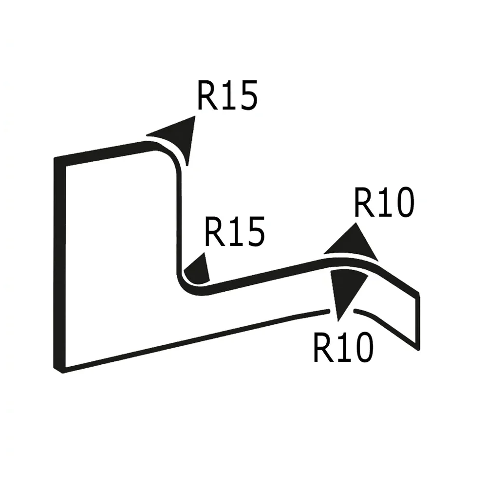 Plano de dimensiones Perfil de protección de cantos 9,8x8mm - Silicona con refuerzo metálico - Rango de sujeción 2-3mm