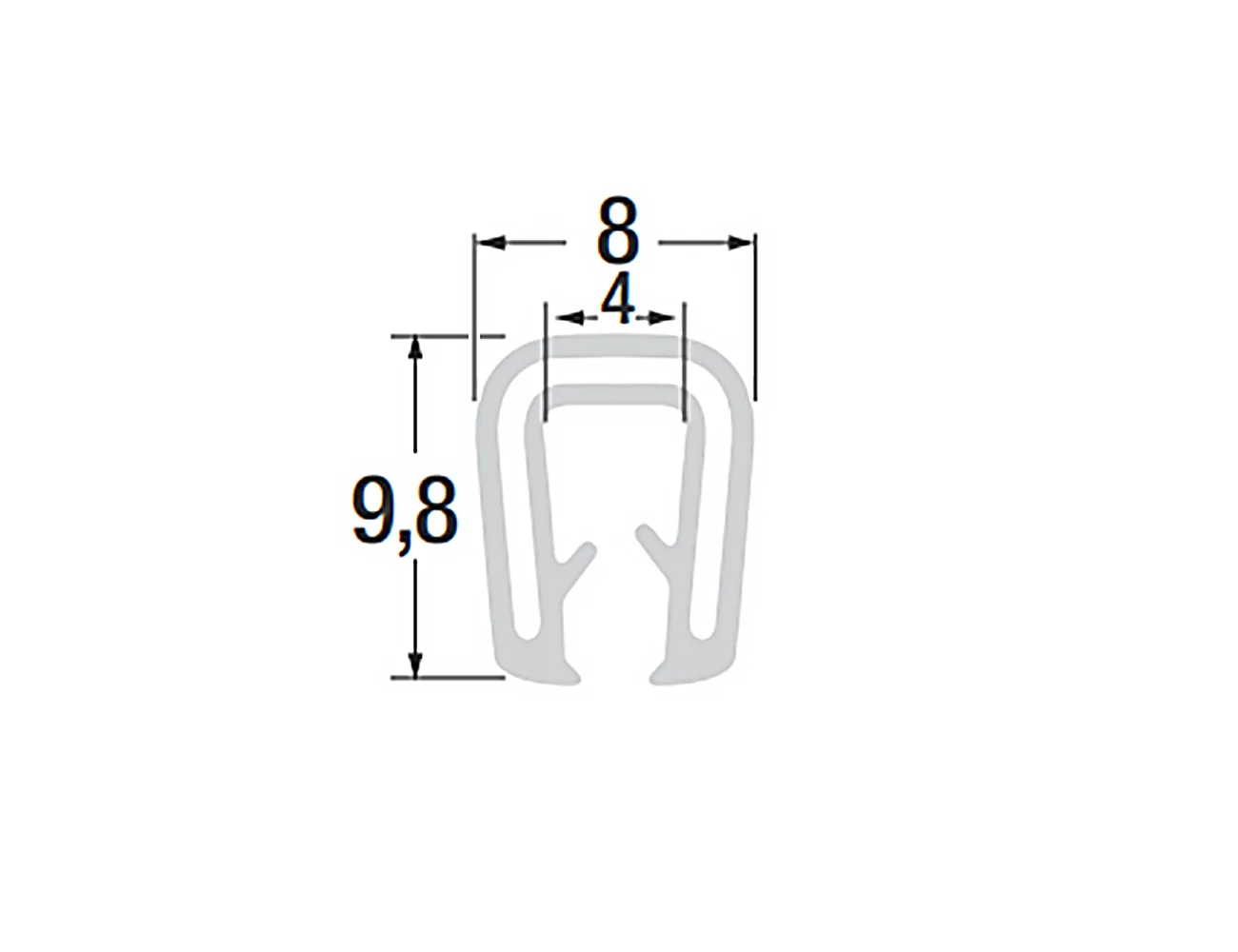 Perfil de protección de cantos 9,8x8mm - Silicona con refuerzo metálico - Rango de sujeción 2-3mm – Perfiles de protección de bordes - autofijante