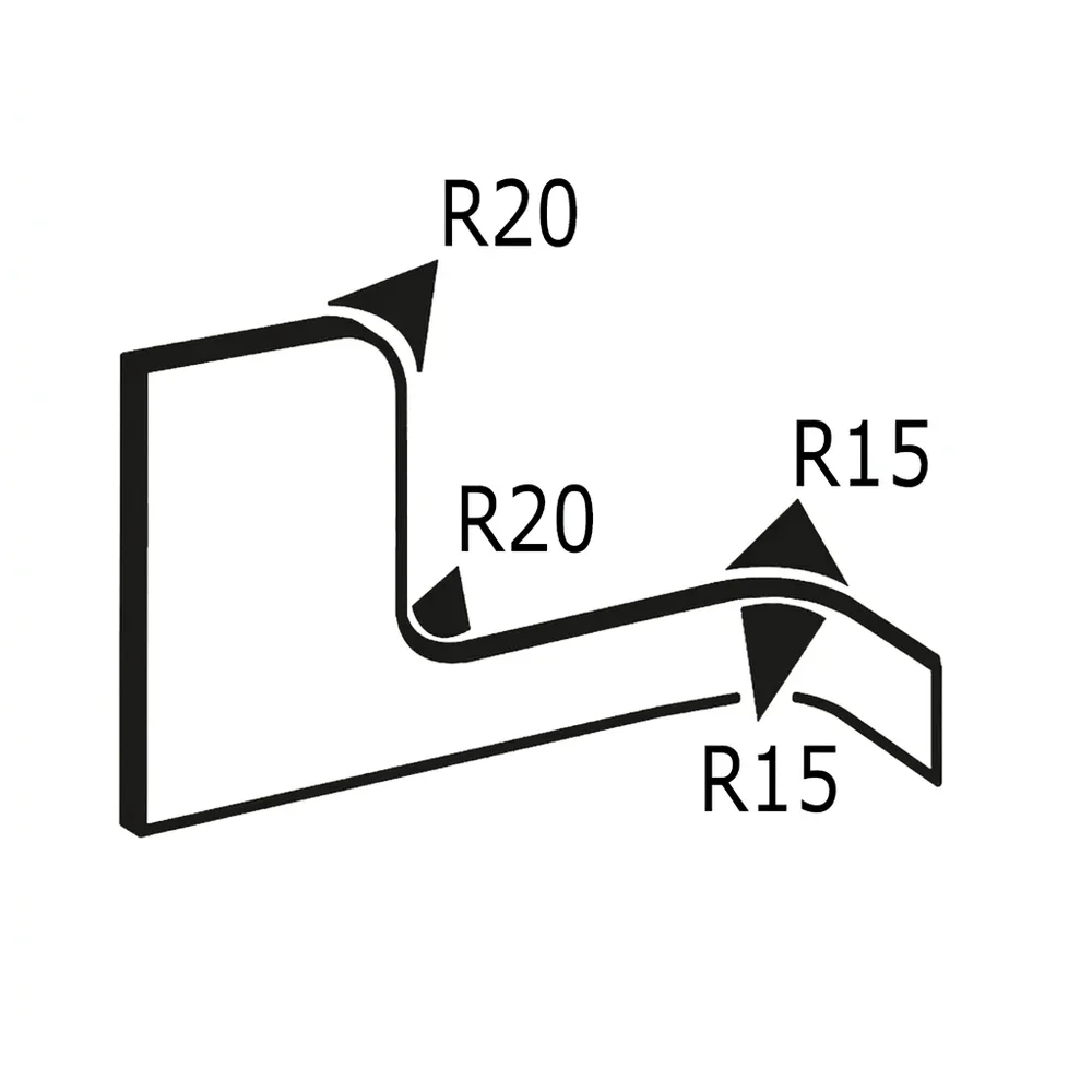 Plano de dimensiones Perfil de protección de bordes 11,4x9mm - PVC con alma de acero - rango de sujeción 2-4mm