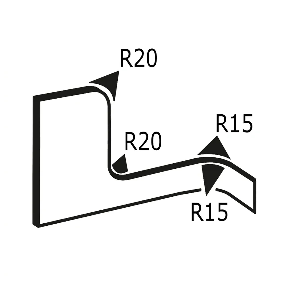 Dibujo técnico 1 – Perfil de protección de bordes PVC 11.8x9mm - rango de sujeción 1.0-3.0mm - 100 metros - Negro