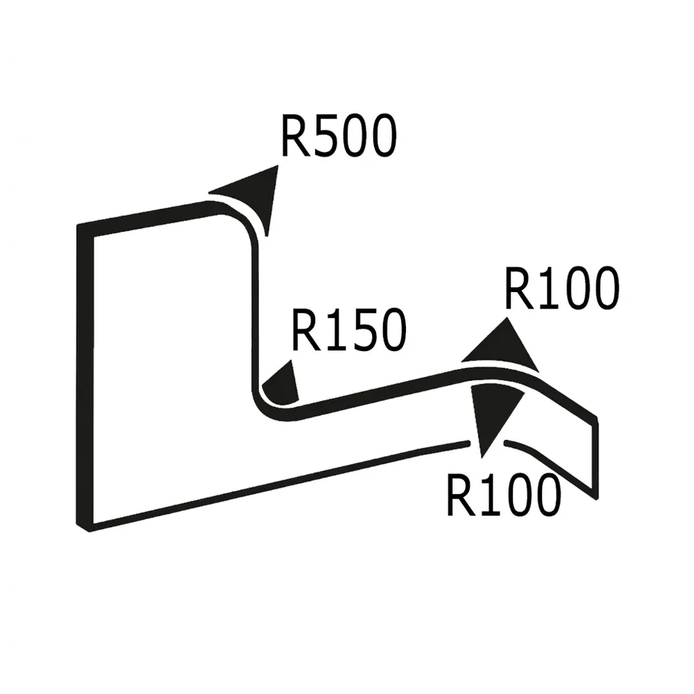 Plano de dimensiones Perfil de borde de sujeción 13x10mm - TPE - rango de sujeción 0,5-2,5mm