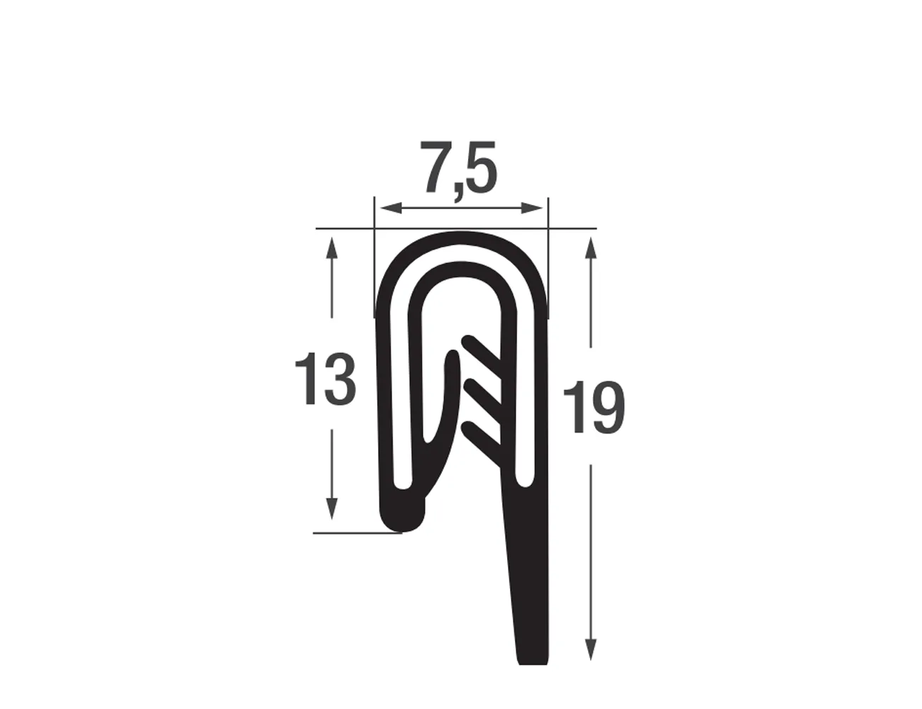 Perfil de protección de bordes 13/19x7,5mm - PVC con núcleo de acero - rango de sujeción 1,5-2mm – Perfiles de protección de bordes - autofijante