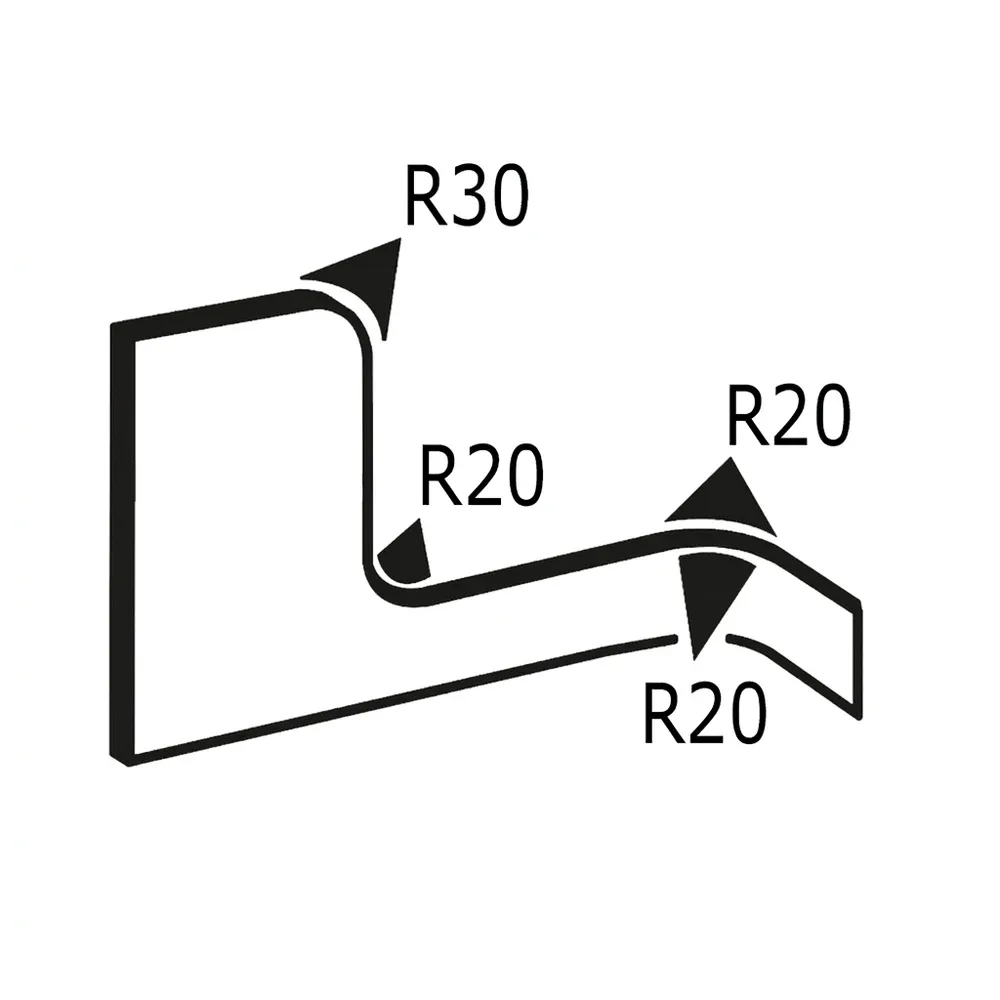 Dibujo técnico: Perfil de borde de sujeción 14x9mm - PVC con inserto de acero - rango de sujeción 1-2,5mm