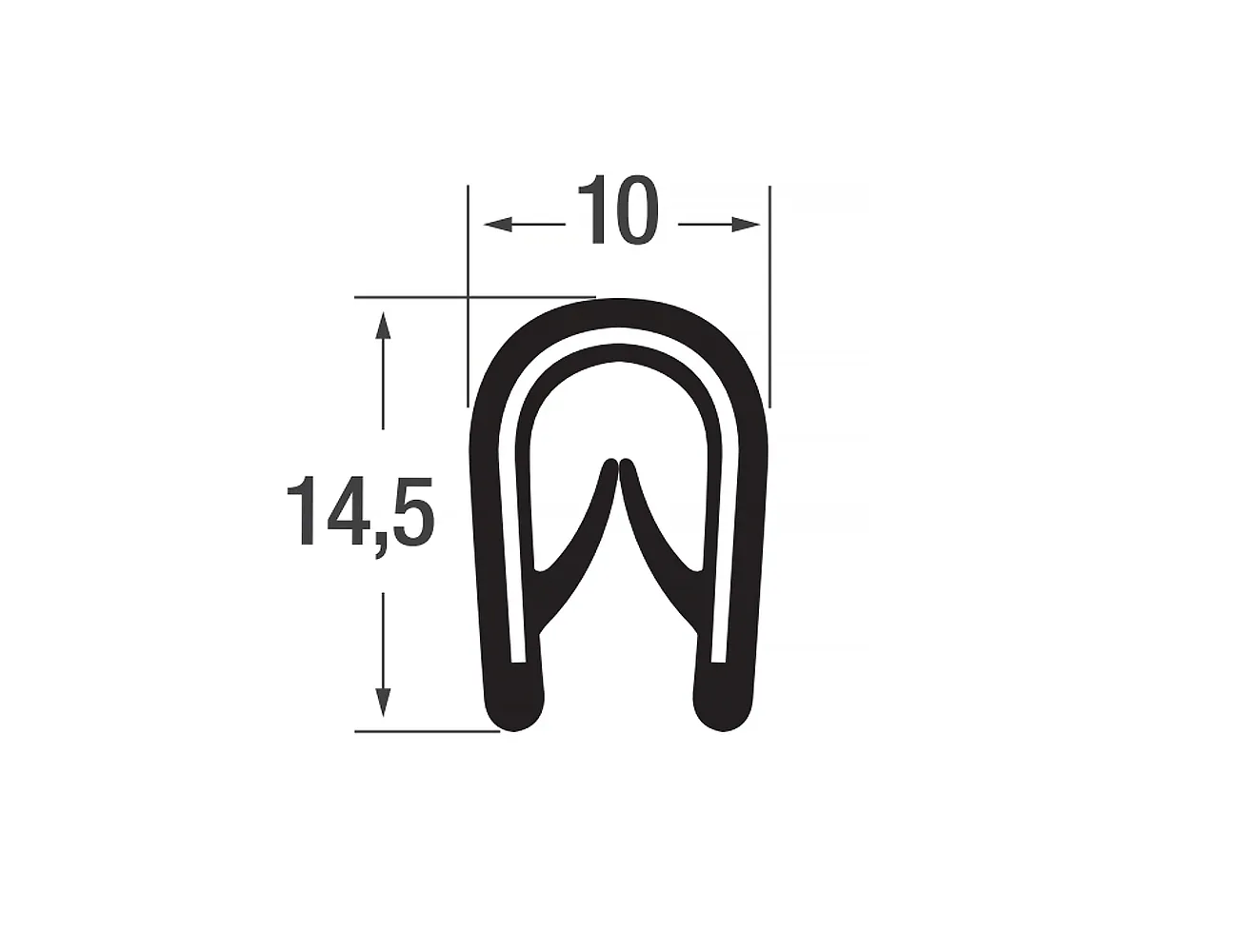 Perfil de borde de sujeción 14,5x10mm - PVC con inserto de acero - rango de sujeción 1-4mm – Perfiles de protección de bordes - autofijante