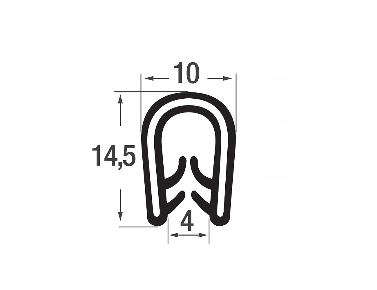 Perfil de borde de sujeción 14,5x10mm - PVC con alma de POM - rango de sujeción 1-4mm – Perfiles de protección de bordes - autofijante