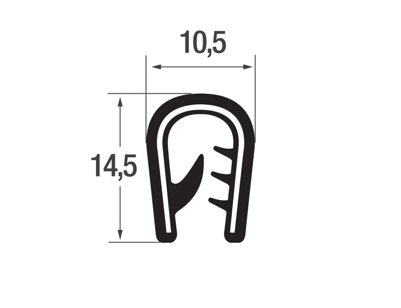 Perfil de protección de bordes 14,5x10,5mm - PVC con inserto de acero - rango de sujeción 2-5mm – Perfiles de protección de bordes - autofijante