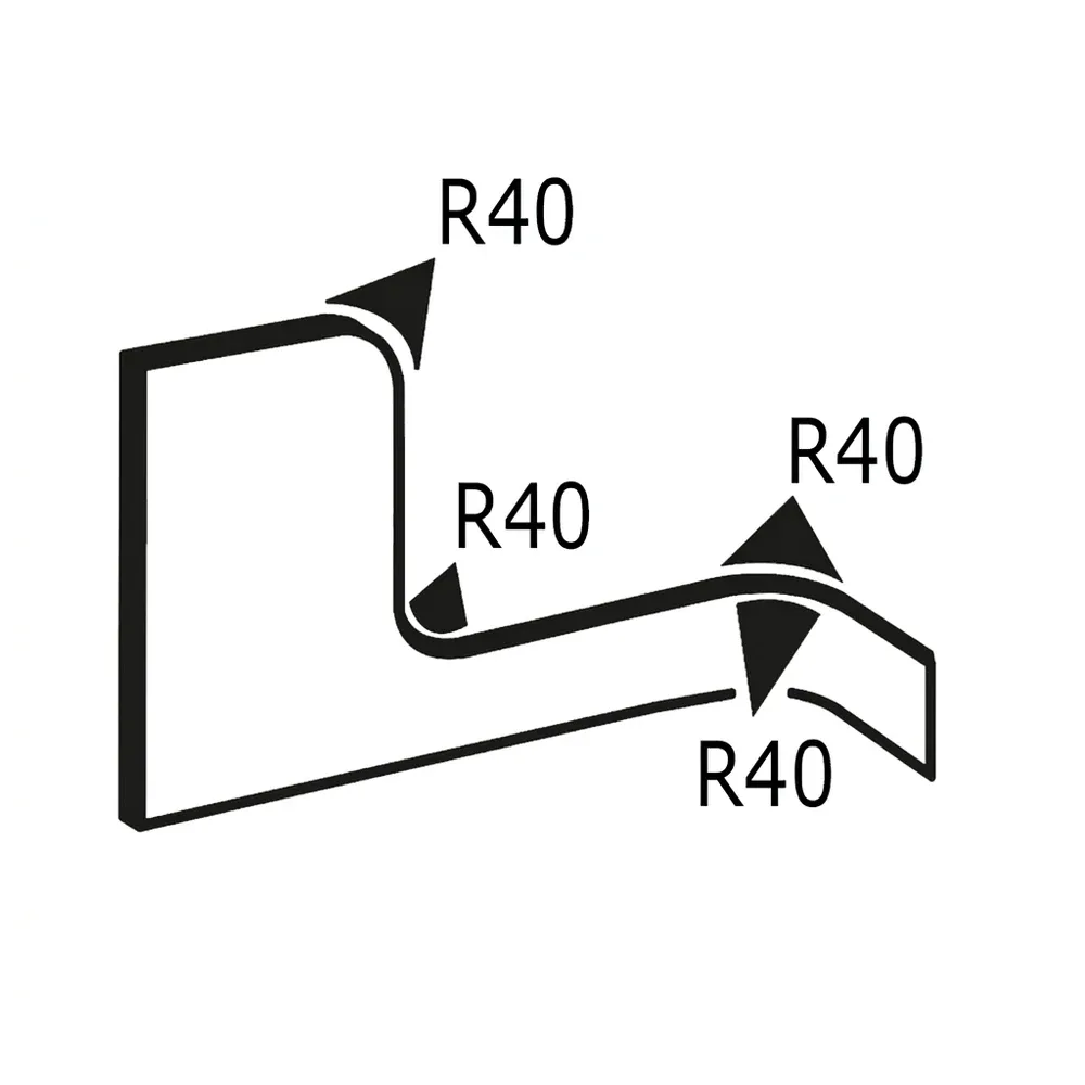 Dibujo técnico 1 – Perfil de protección de bordes PVC 15x21mm - rango de sujeción 13.0-16.0mm - 100 metros - Blanco-gris