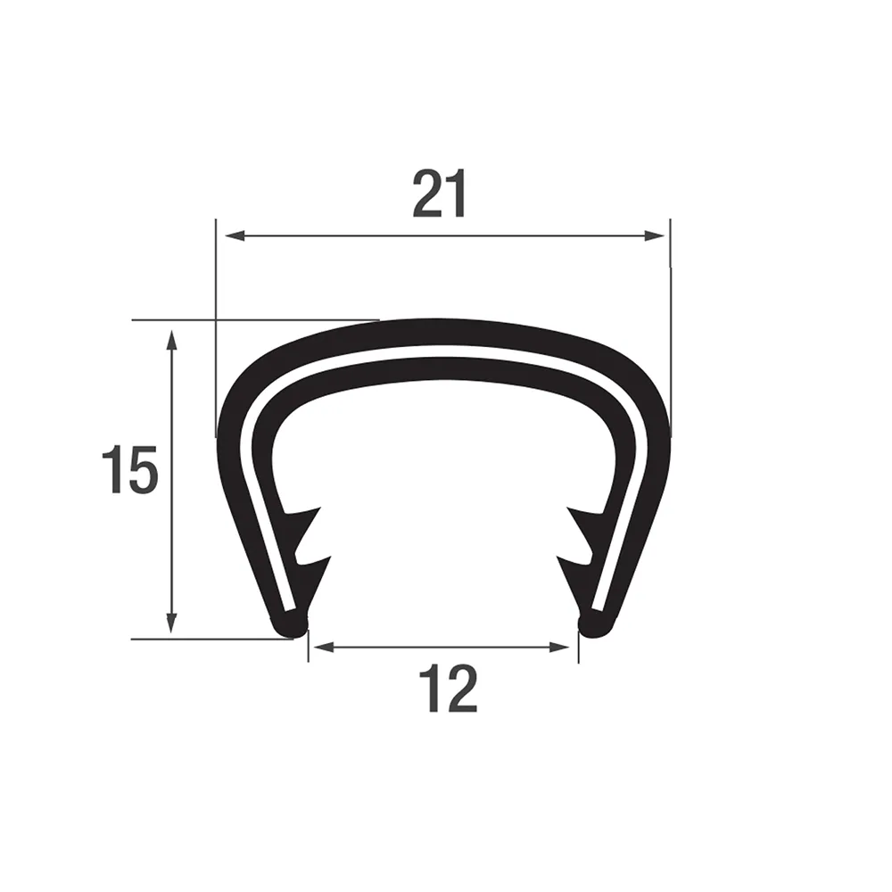 Perfil de protección de bordes PVC 15x21mm - rango de sujeción 13.0-16.0mm - 100 metros - Blanco-gris