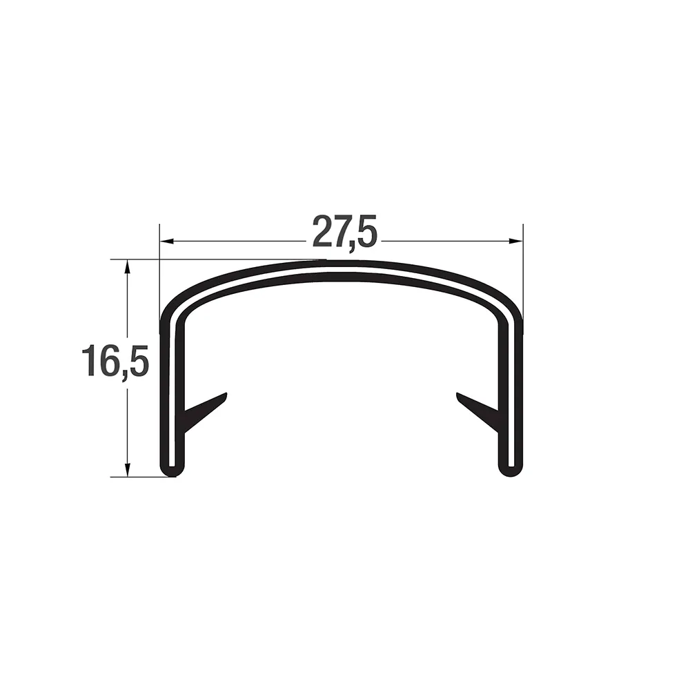 Perfil de protección de bordes 17x19mm - PVC con alma de acero - rango de sujeción 17-19mm