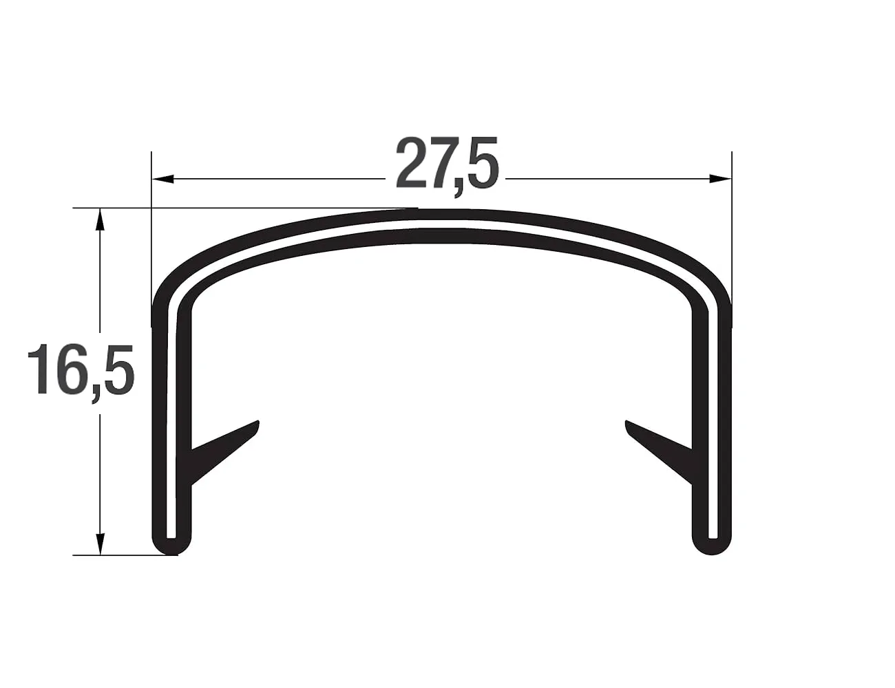 Perfil de protección de bordes 17x19mm - PVC con alma de acero - rango de sujeción 17-19mm – Perfiles de protección de bordes - autofijante