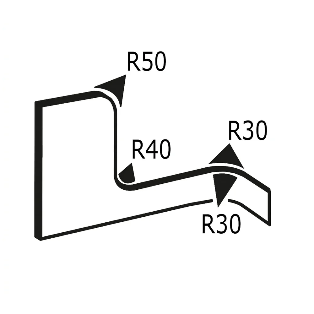 Plano de dimensiones Perfil de borde de sujeción 16x10mm - PVC con inserto de acero - rango de sujeción 1-4mm
