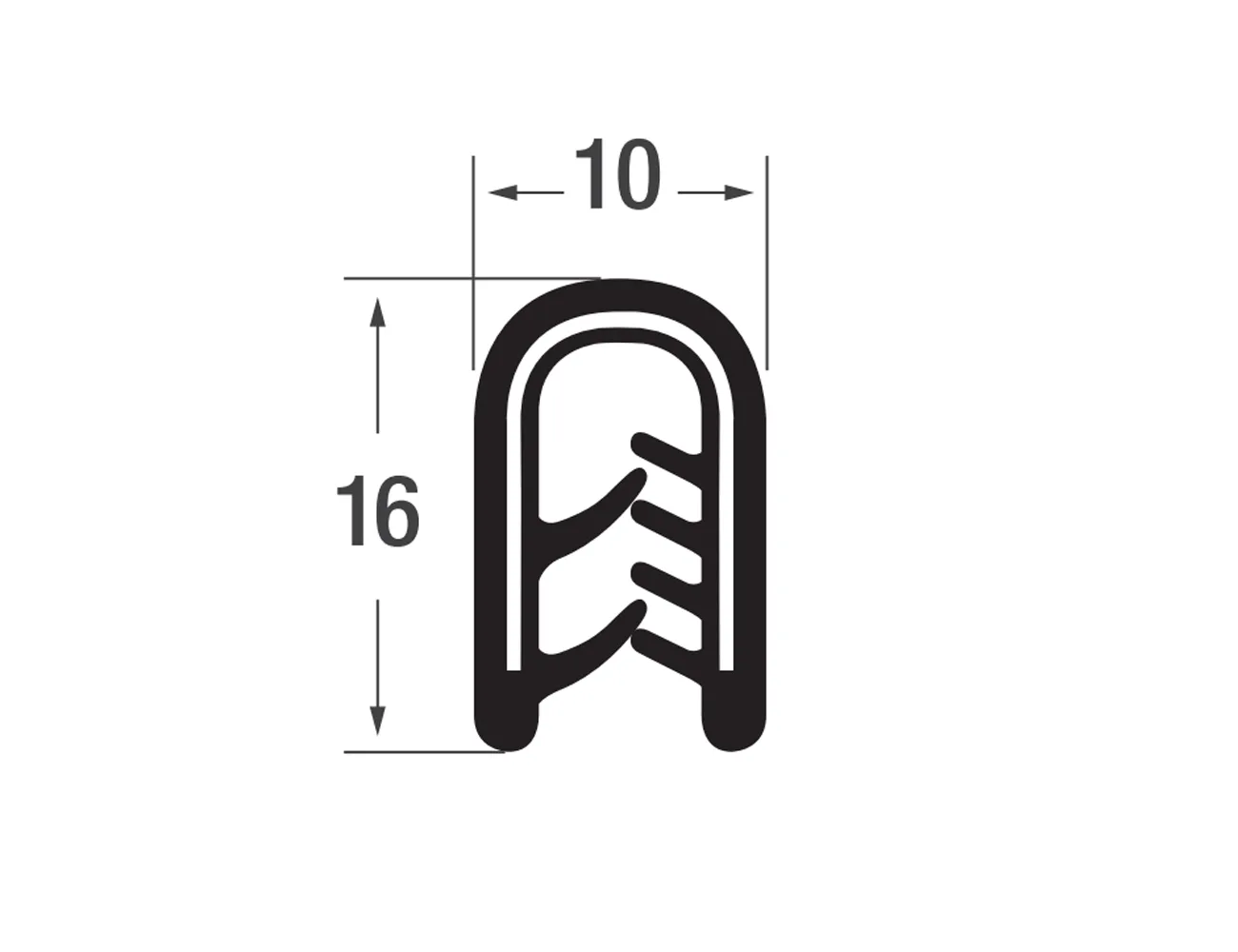 Perfil de borde de sujeción 16x10mm - PVC con inserto de acero - rango de sujeción 1-4mm – Perfiles de protección de bordes - autofijante