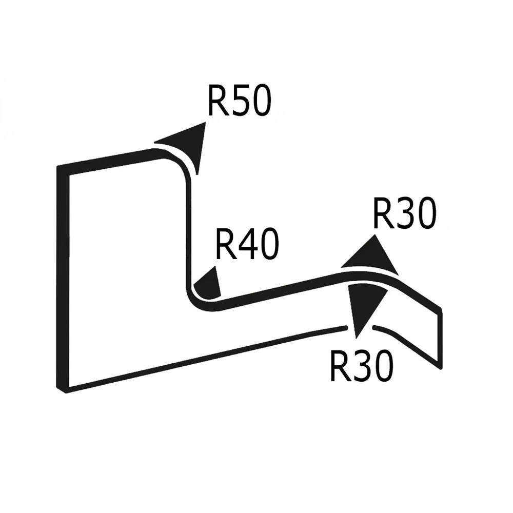 Plano de dimensiones Perfil de protección de bordes 16x11mm - PVC con inserto de acero - rango de sujeción 2-6mm