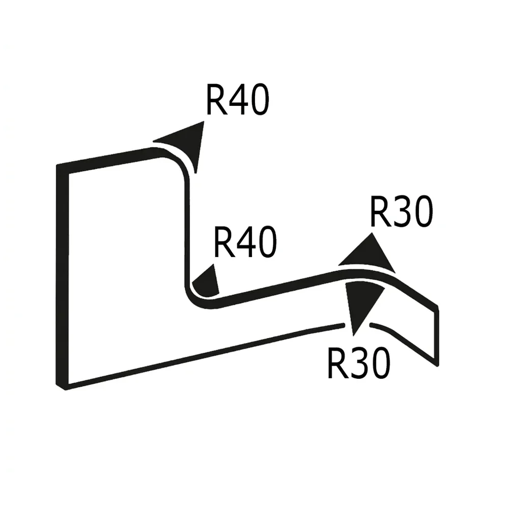 Plano de dimensiones Perfil protector de bordes adherente 16,5x11,4mm - PVC con inserto de acero - rango de sujeción 4-6mm