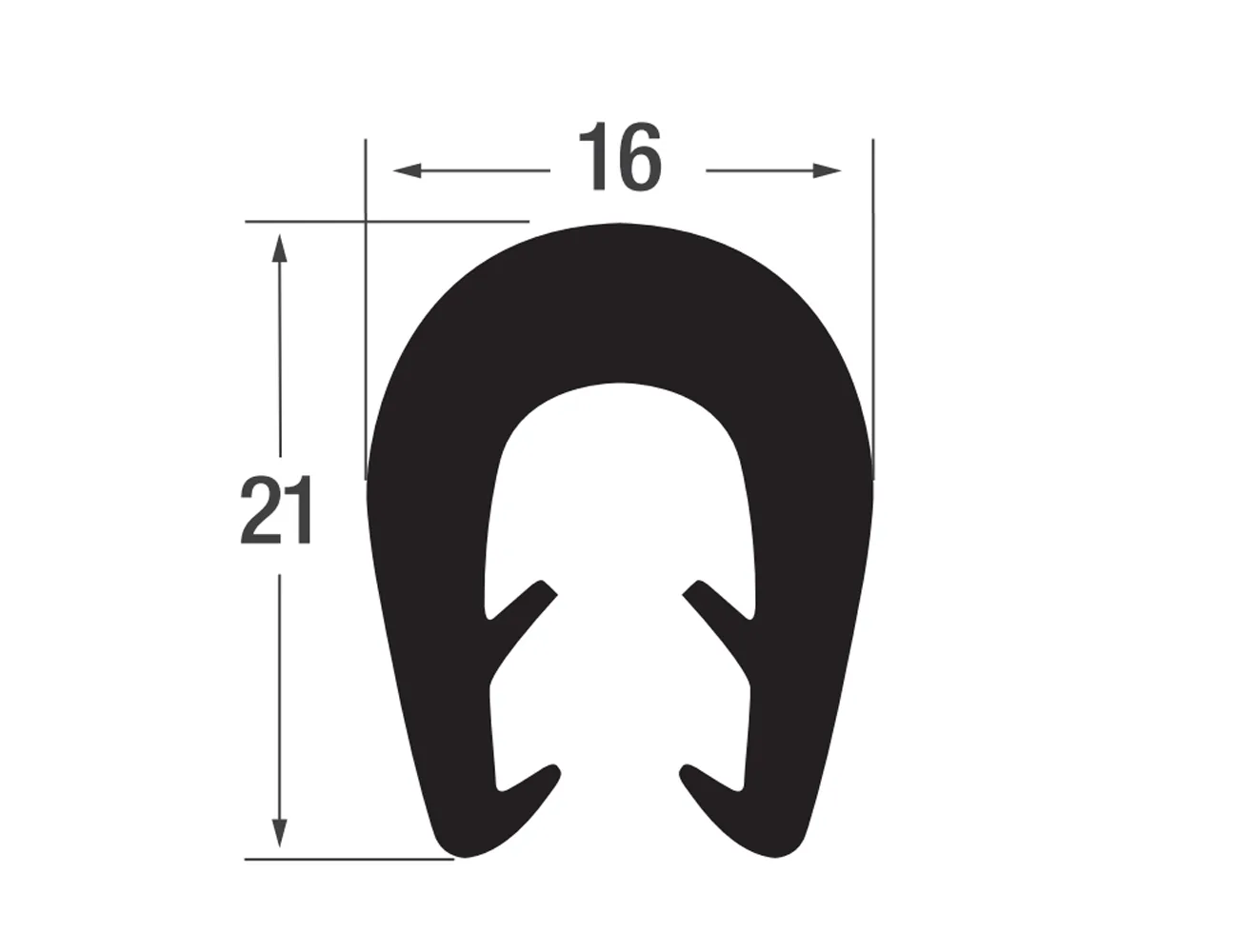 Perfil de borde de sujeción 21x16mm - TPE - rango de sujeción 5-8mm – Perfiles de protección de bordes - autofijante