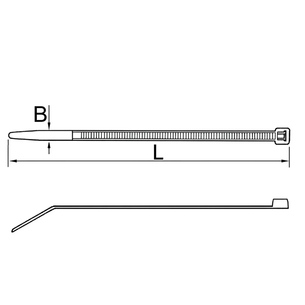 Plano acotado Bridas de plástico PA - 100x2.5mm - por 100 unidades - Plata