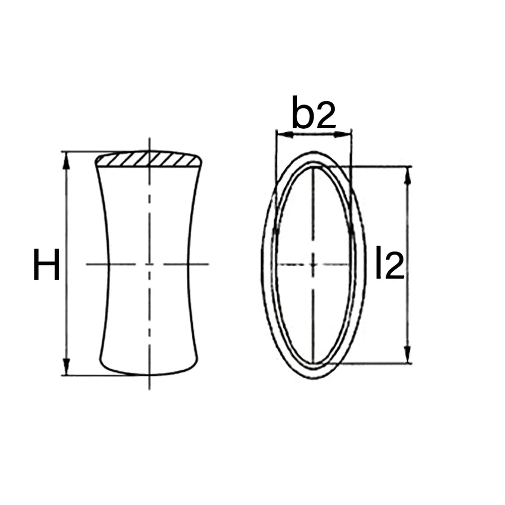 Plano acotado Contera envolvente elíptica 41x16mm PE - Marrón