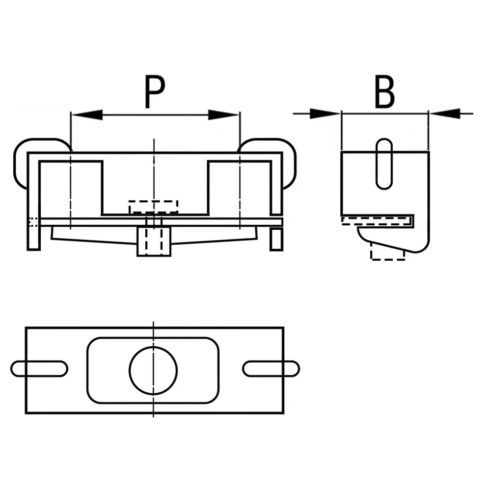 Plano acotado Conector de silla para tubo redondo Ø22mm - L=65 - Negro