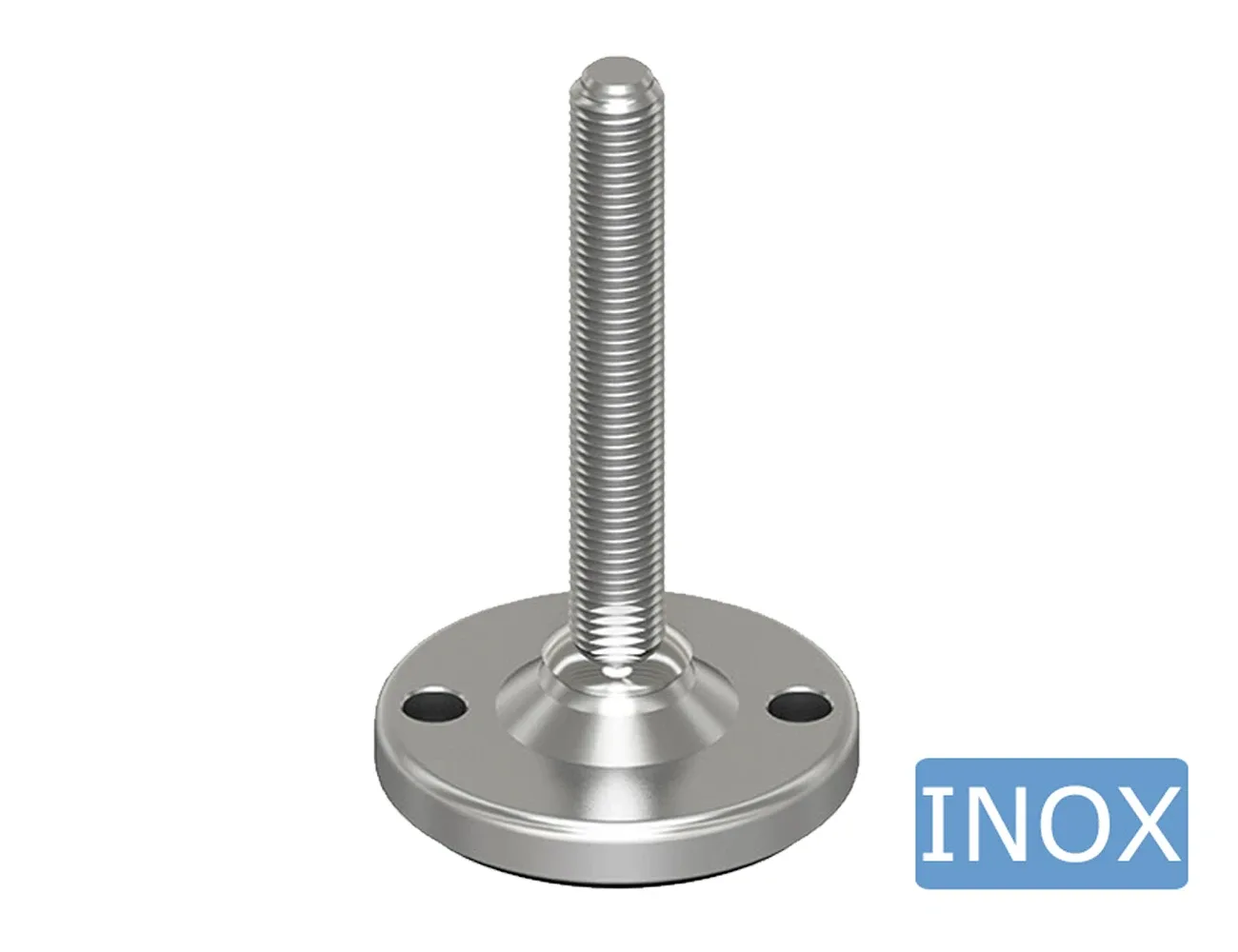Pie nivelador inox - base maciza con orificios de fijación - 15° - Hygienic Style – Pies niveladores - acero inoxidable