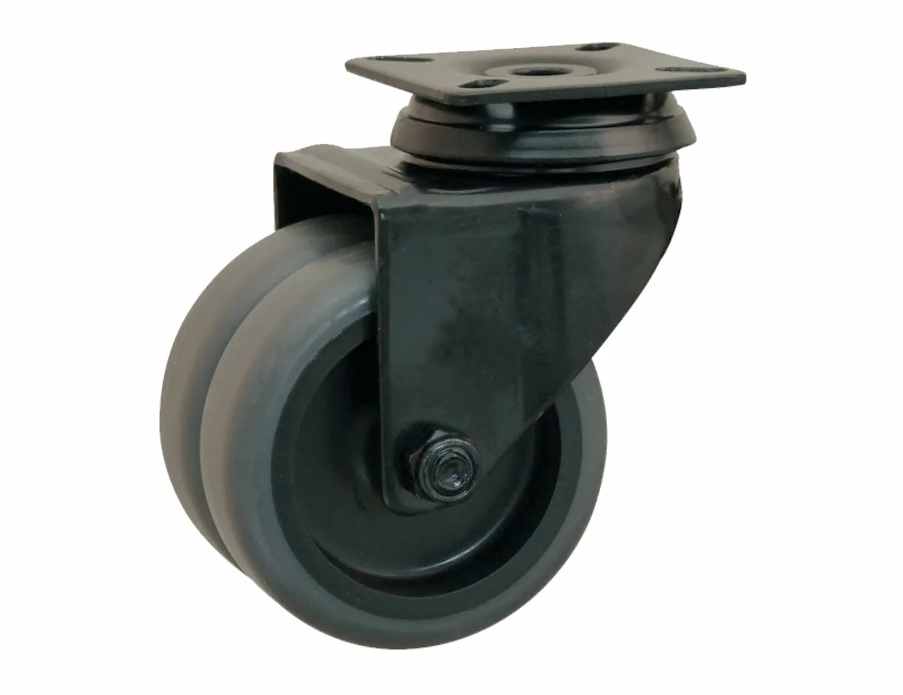 Rueda giratoria doble de TPE - con platina - negra – Ruedas TPE - 60kg - rodamiento liso