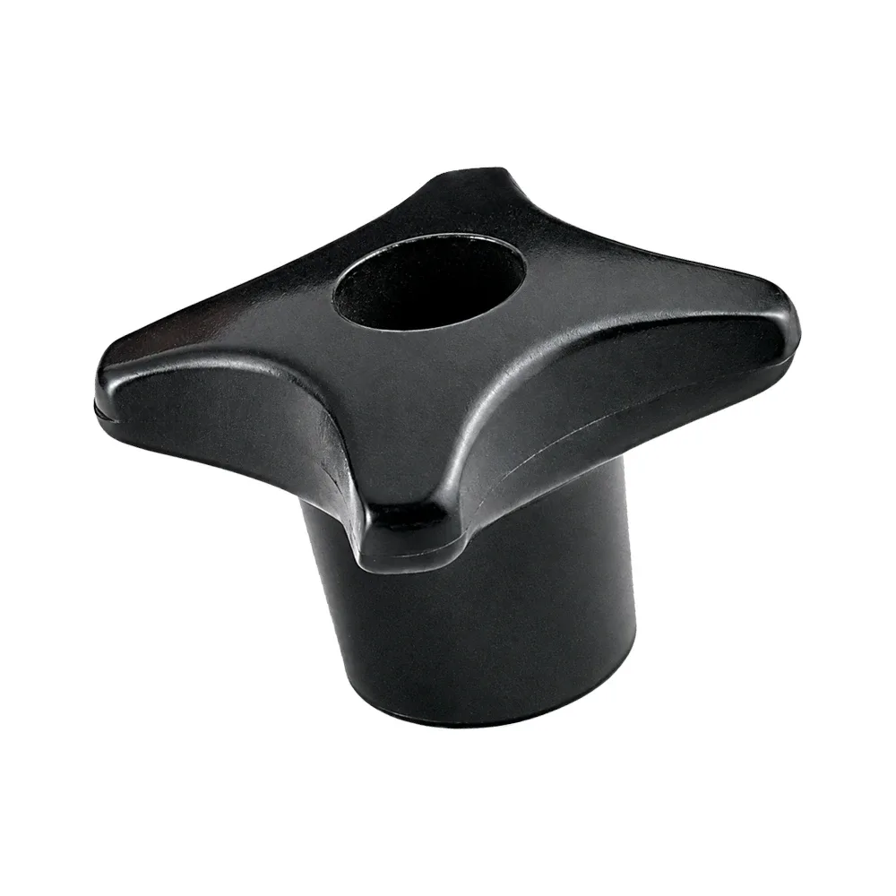 Pomo cruz de baquelita – DIN 6335 – rosca hembra pasante