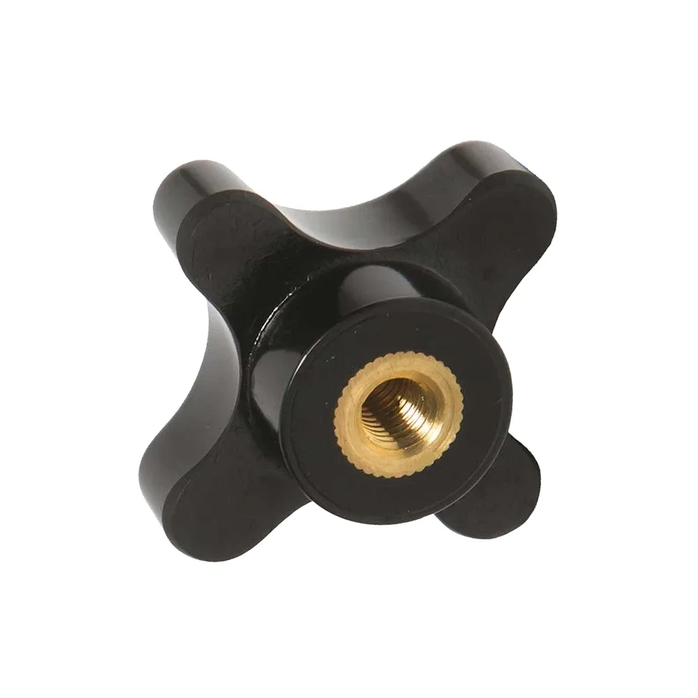 Pomo cruz baquelita Ø50 - casquillo roscado - M8 pasante - Negro imagen 2