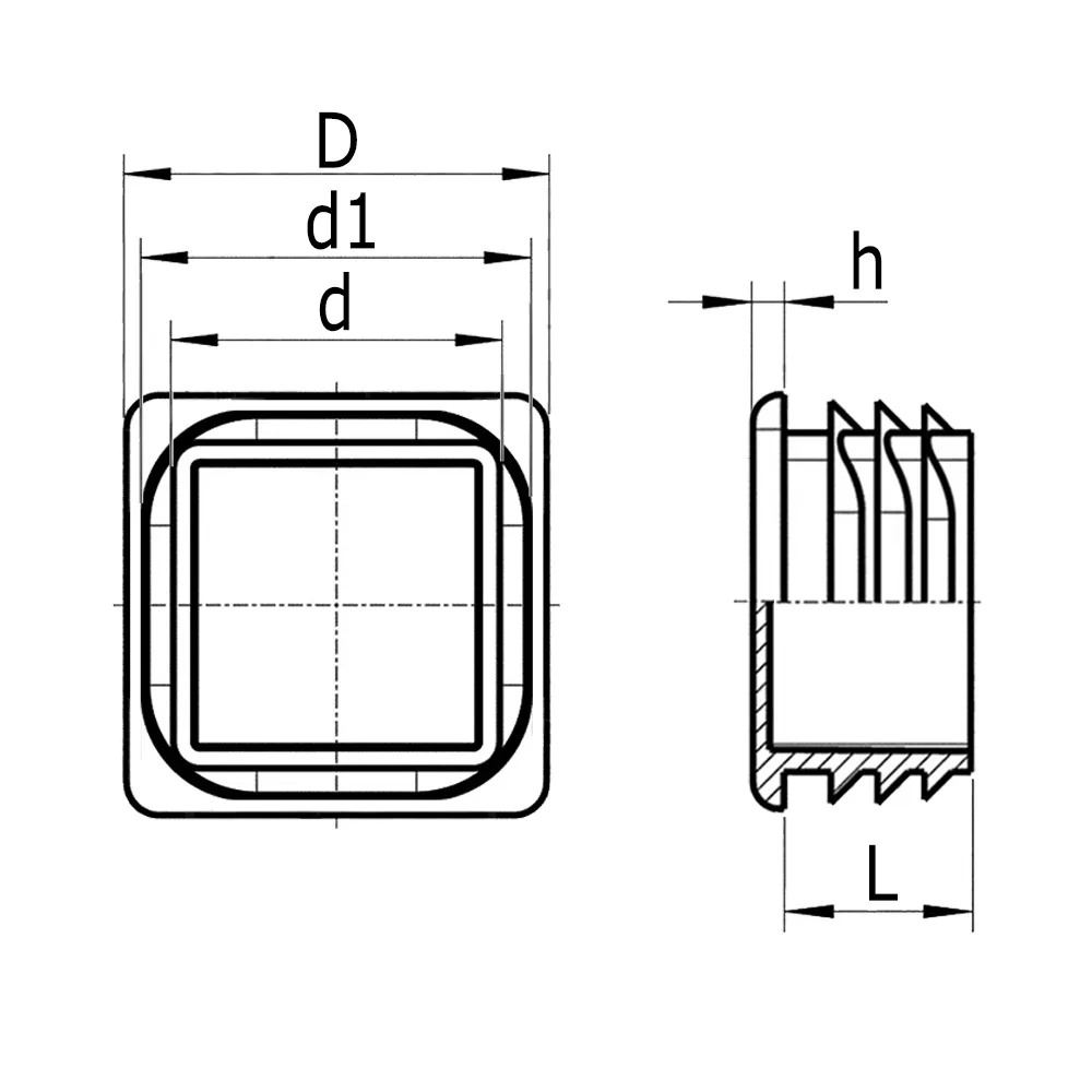 Dibujo técnico: Conteras cuadradas estriadas - cabeza fina