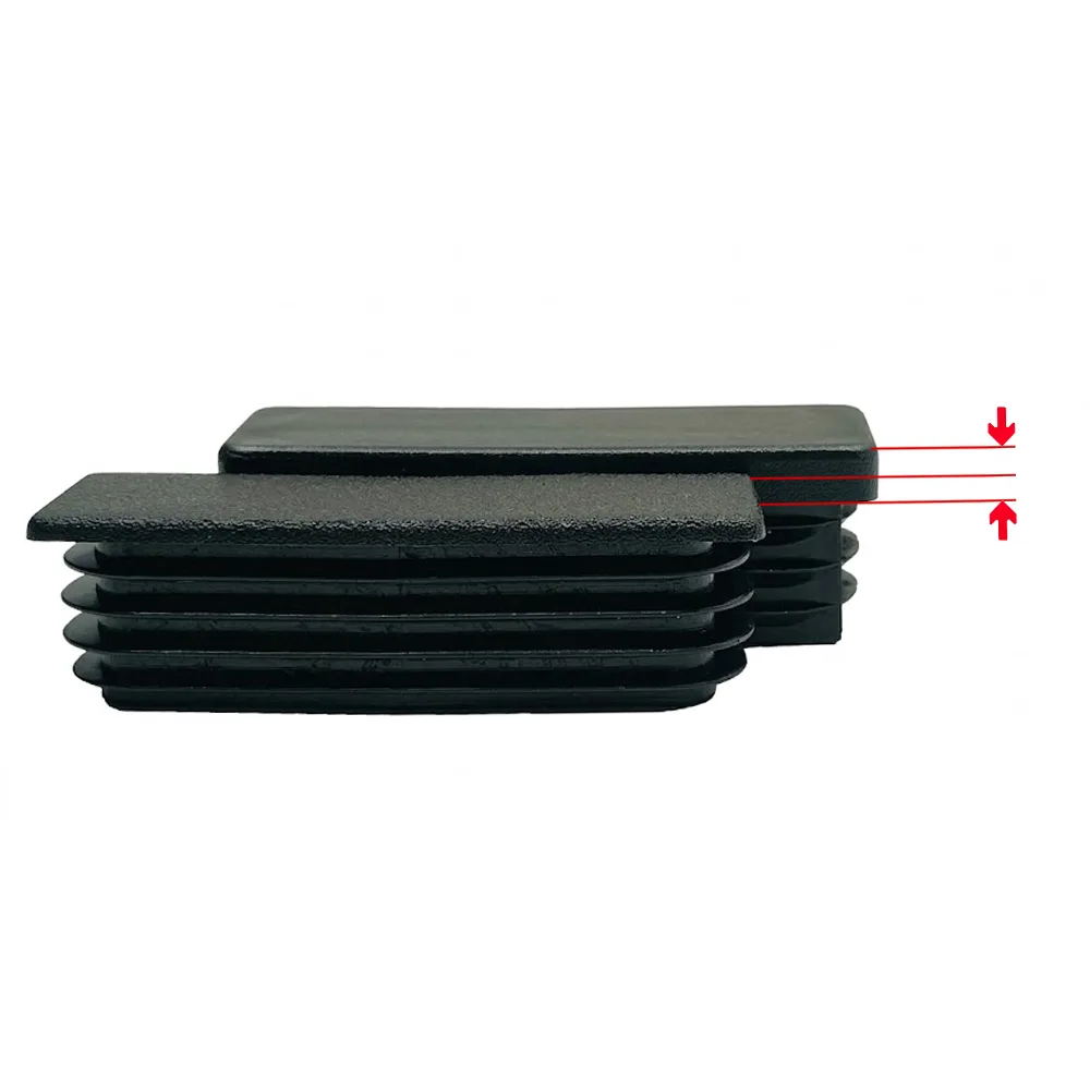 Contera rectangular con lamas - cabeza fina PE 50x30mm - 1.0-2.5mm - Negro